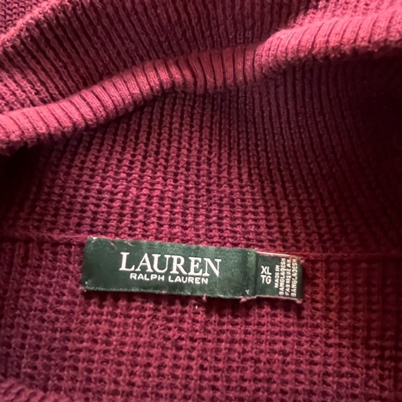 Lauren RL maroon waffle knit cowl neck sweater - XL - Picture 9 of 10